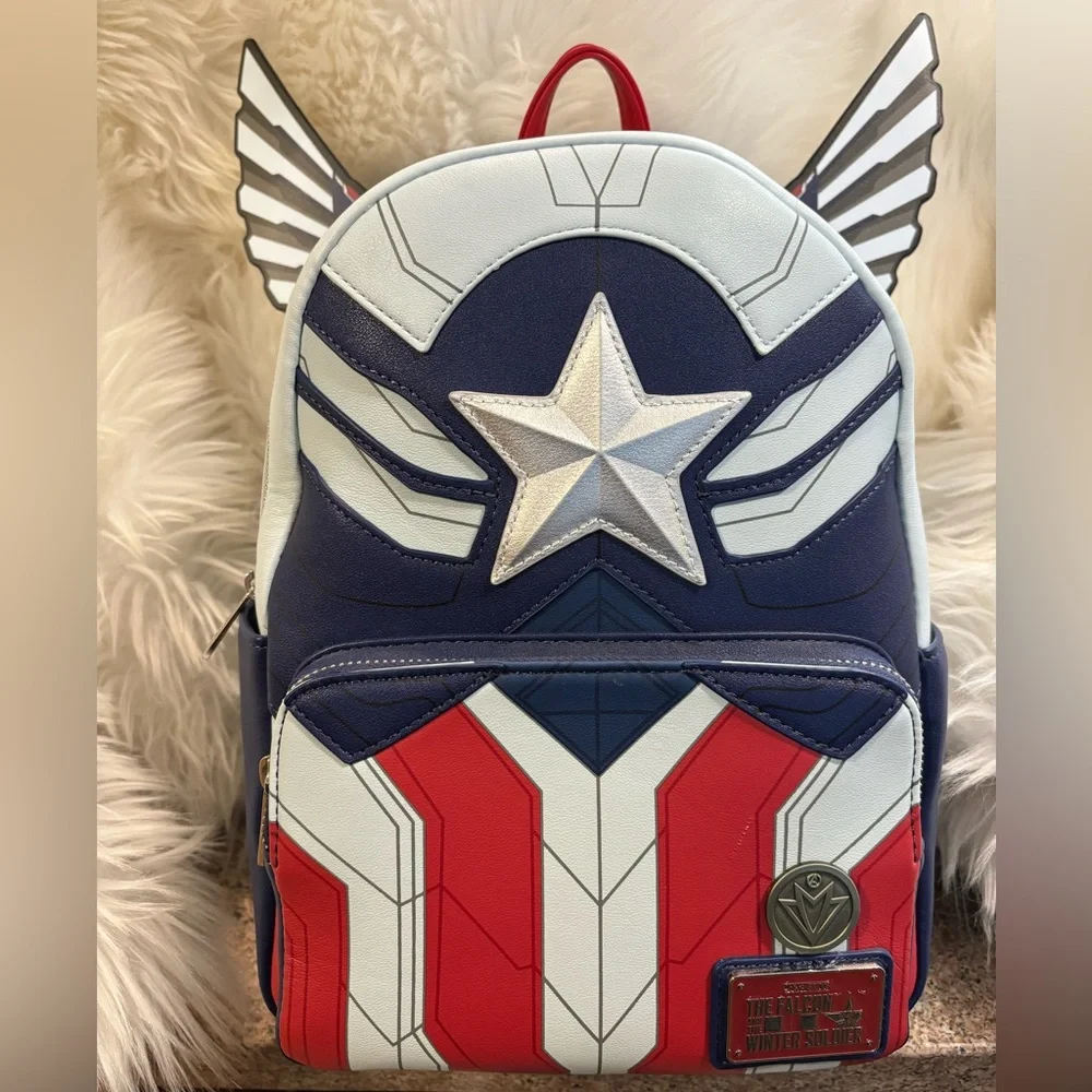 “Set” Loungefly Marvel Falcon Captain America Cosplay Mini Backpack and Wallet